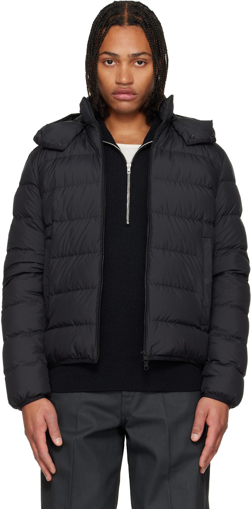 Black Montbrocq Hooded Short Down Jacket by MONCLER