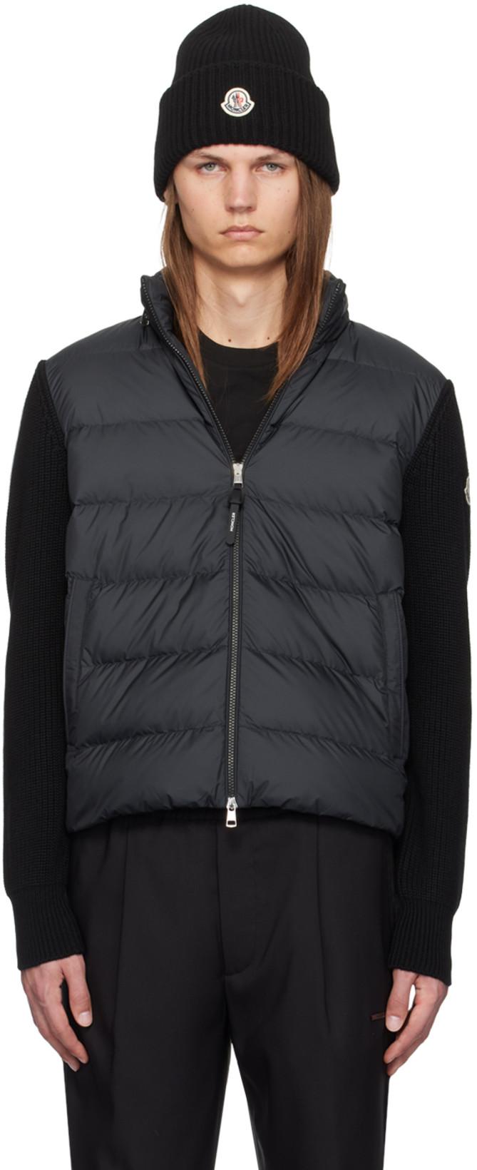 Black Padded Zip-Up Down Hoodie by MONCLER