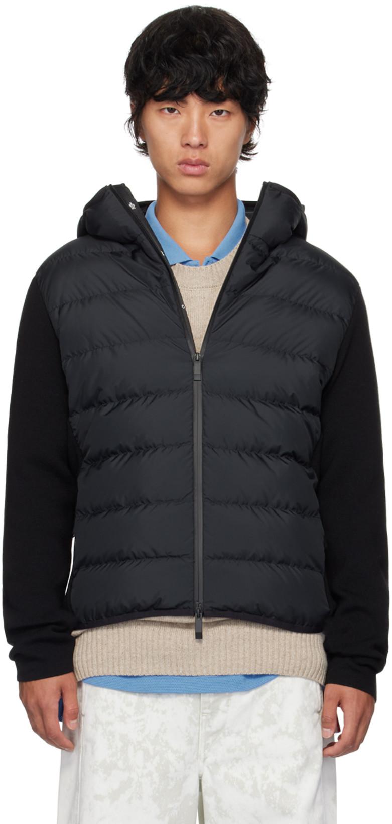 Black Paneled Down Jacket by MONCLER