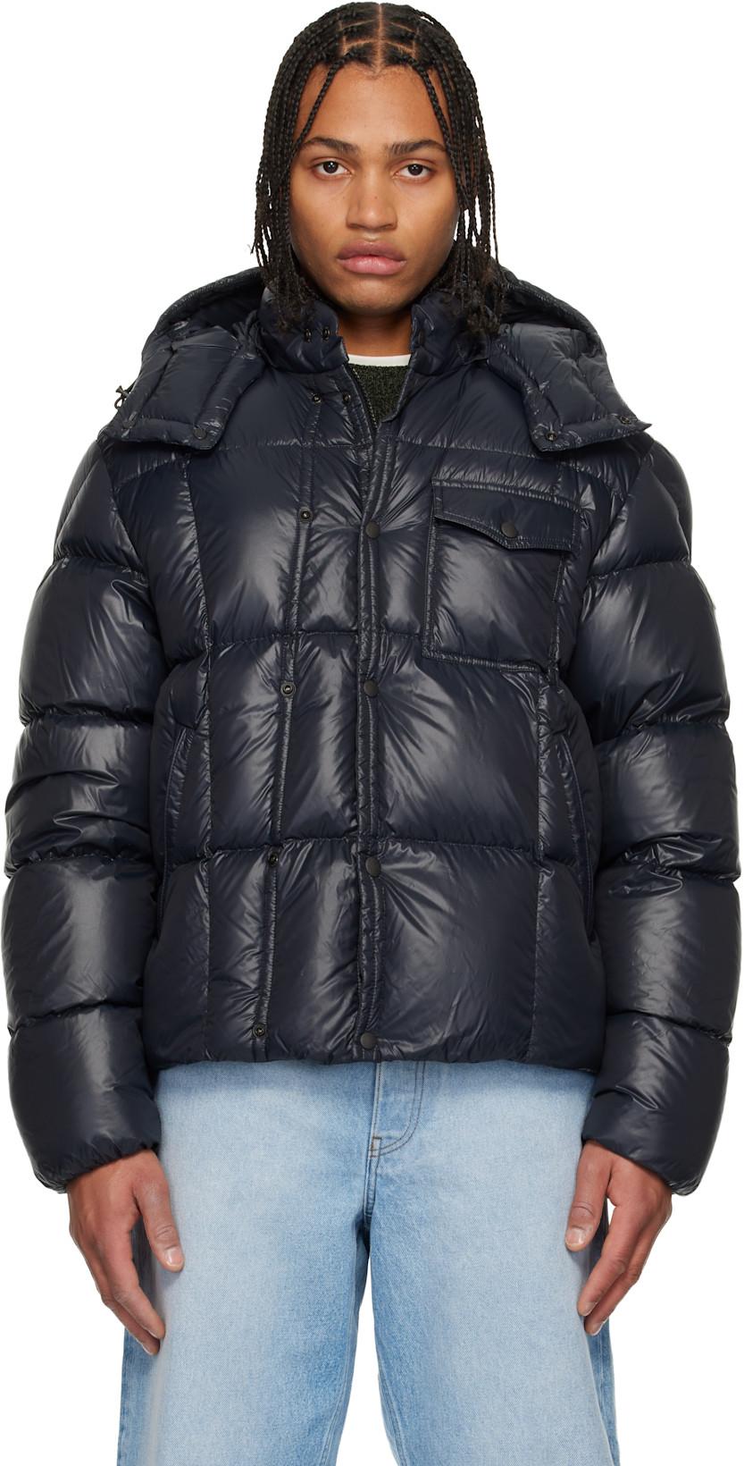Black Serfanto Hooded Short Down Jacket by MONCLER