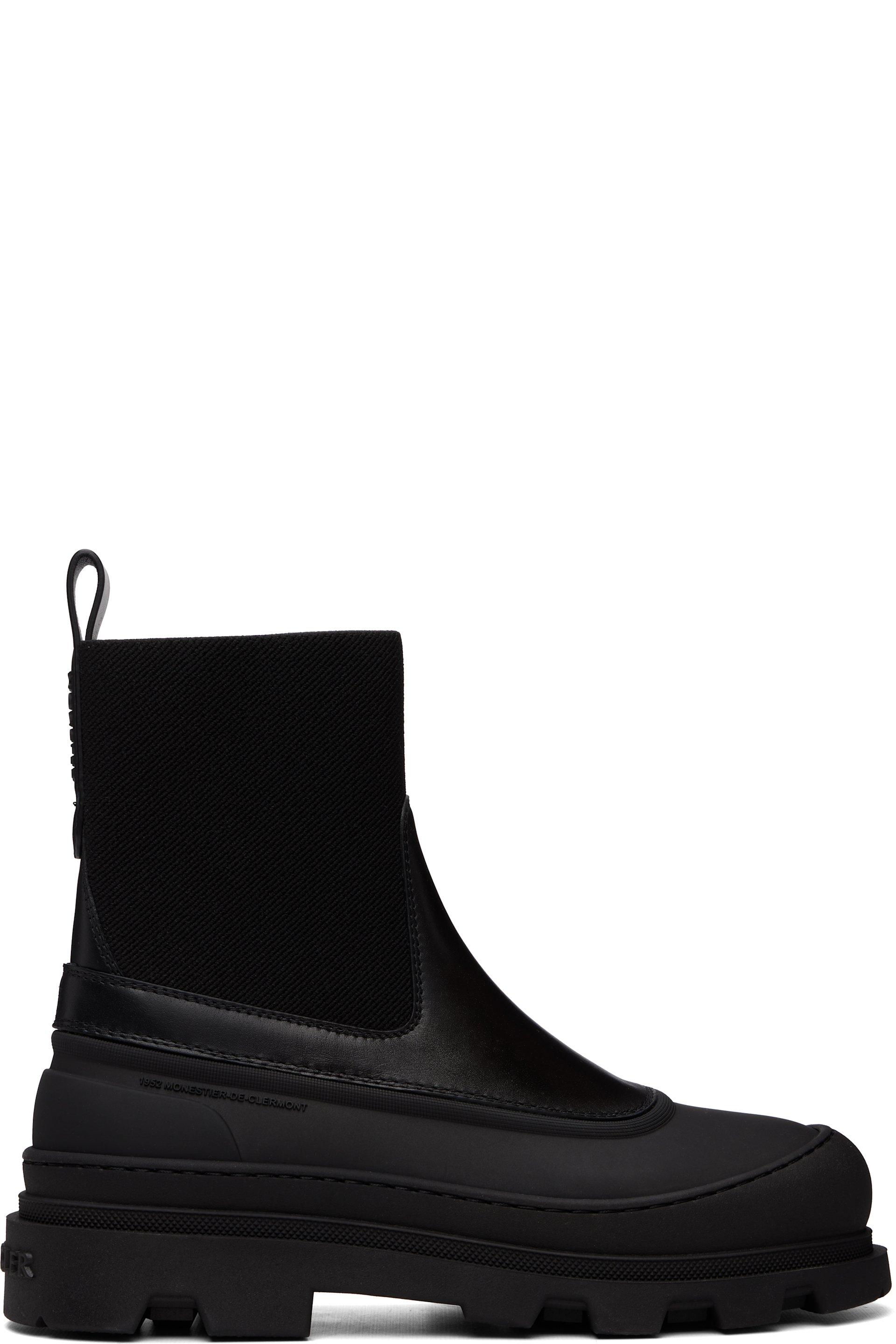 Black Vera Edge Leather Ankle Boots by MONCLER