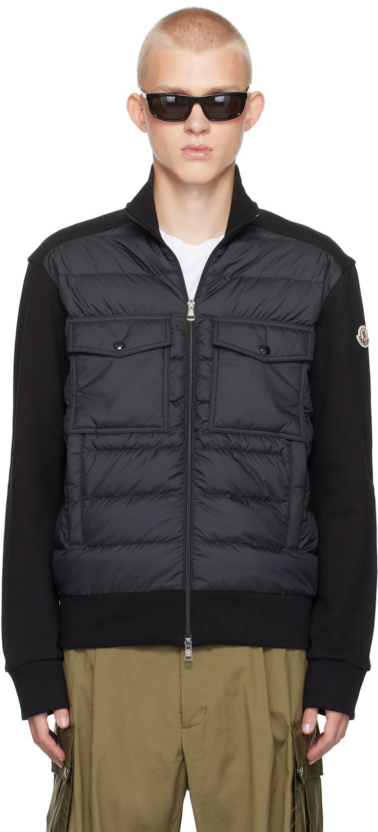 Black Zip Up Down Jacket by MONCLER