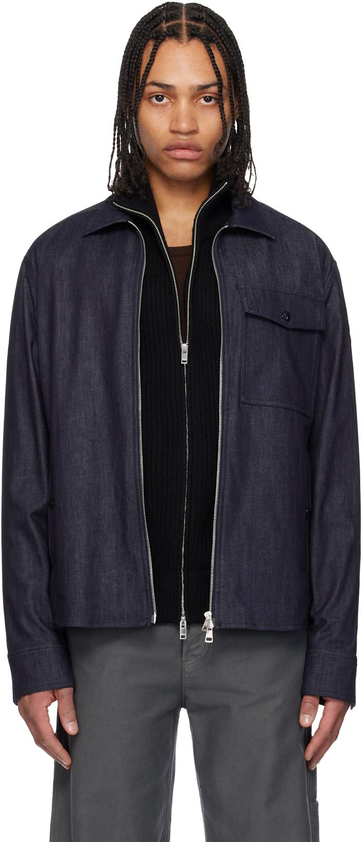 Blue Long Sleeve Zip-Up Denim Jacket by MONCLER