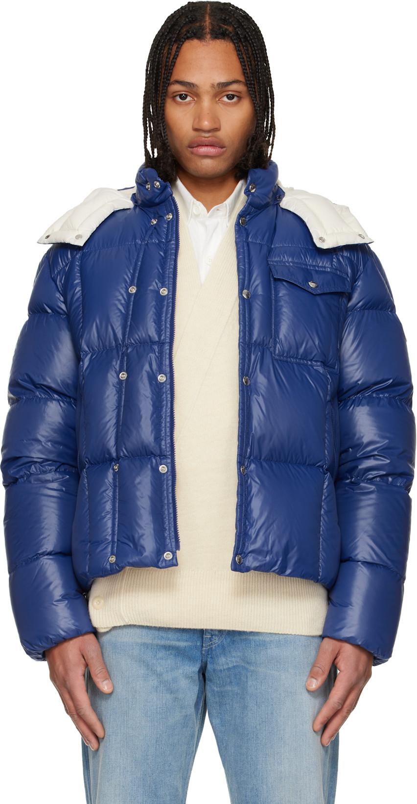 Blue Serfanto Hooded Short Down Jacket by MONCLER