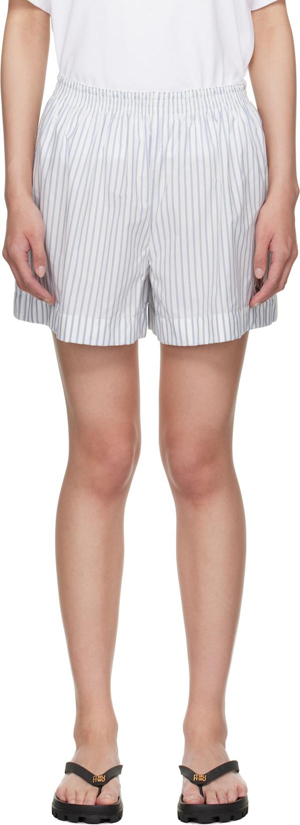 Blue & White Striped Shorts by MONCLER