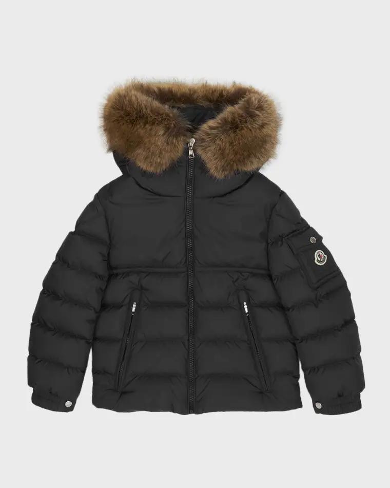 Boy's Faux Fur Hooded Puffer Jacket, Size 8-14 by MONCLER