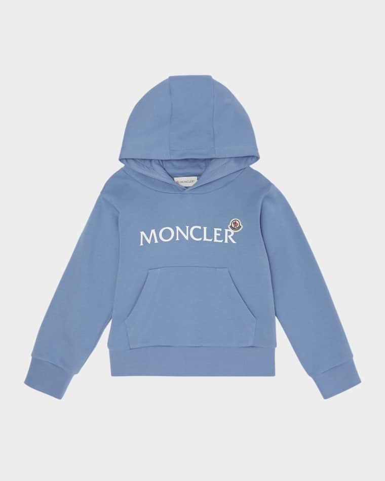 Boy's Logo Embroidered Cotton Hoodie by MONCLER