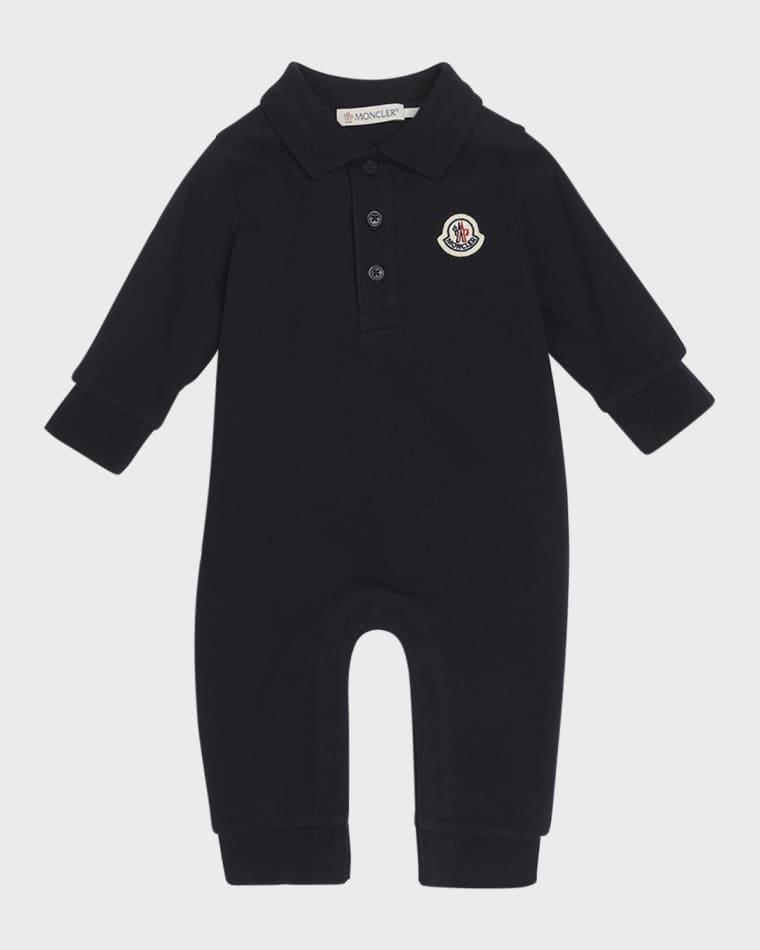 Boy's Logo-Print Polo Romper, Size Newborn-24M by MONCLER