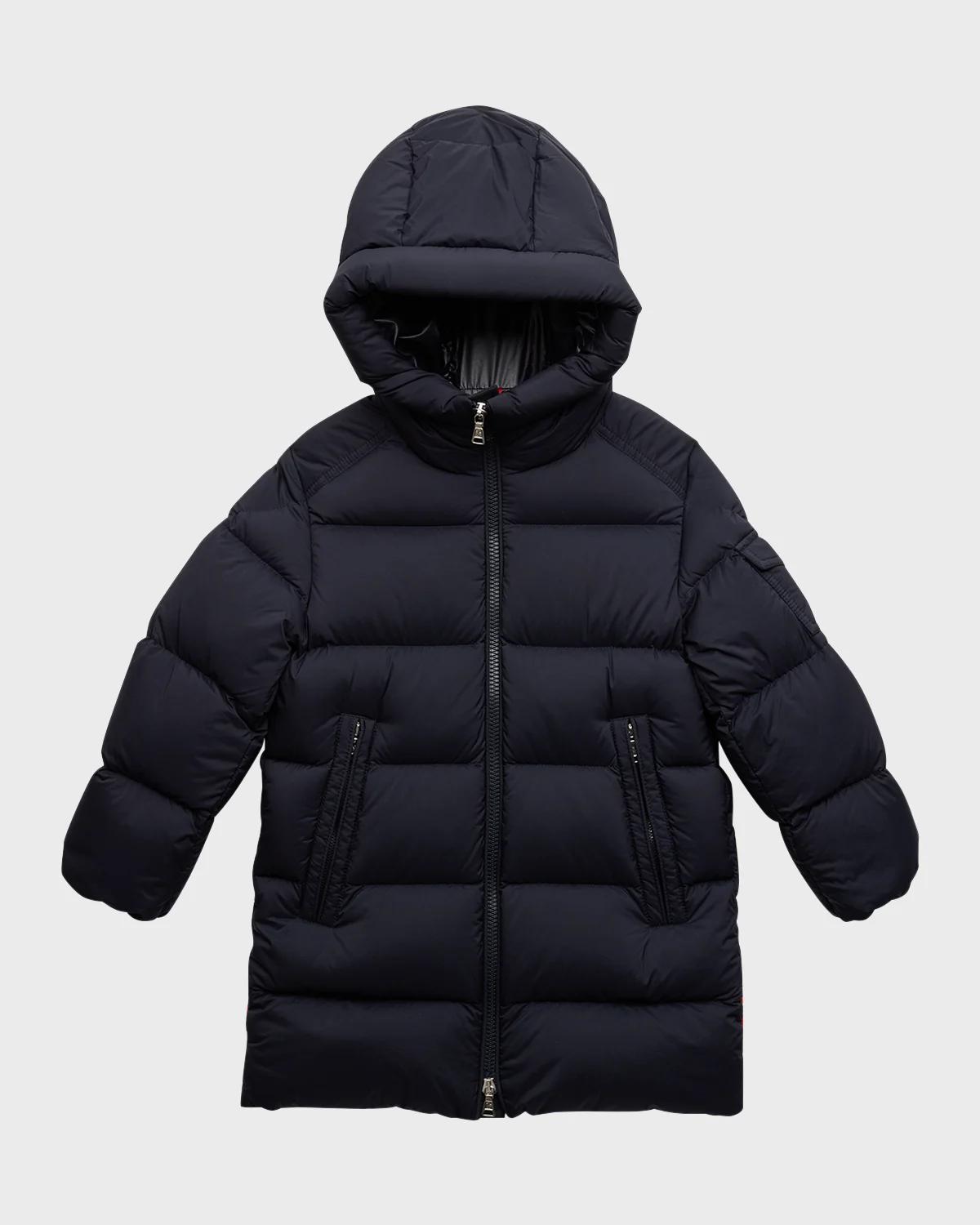 Boy's Marat Striped Trim Long Parka, Size 8-14 by MONCLER