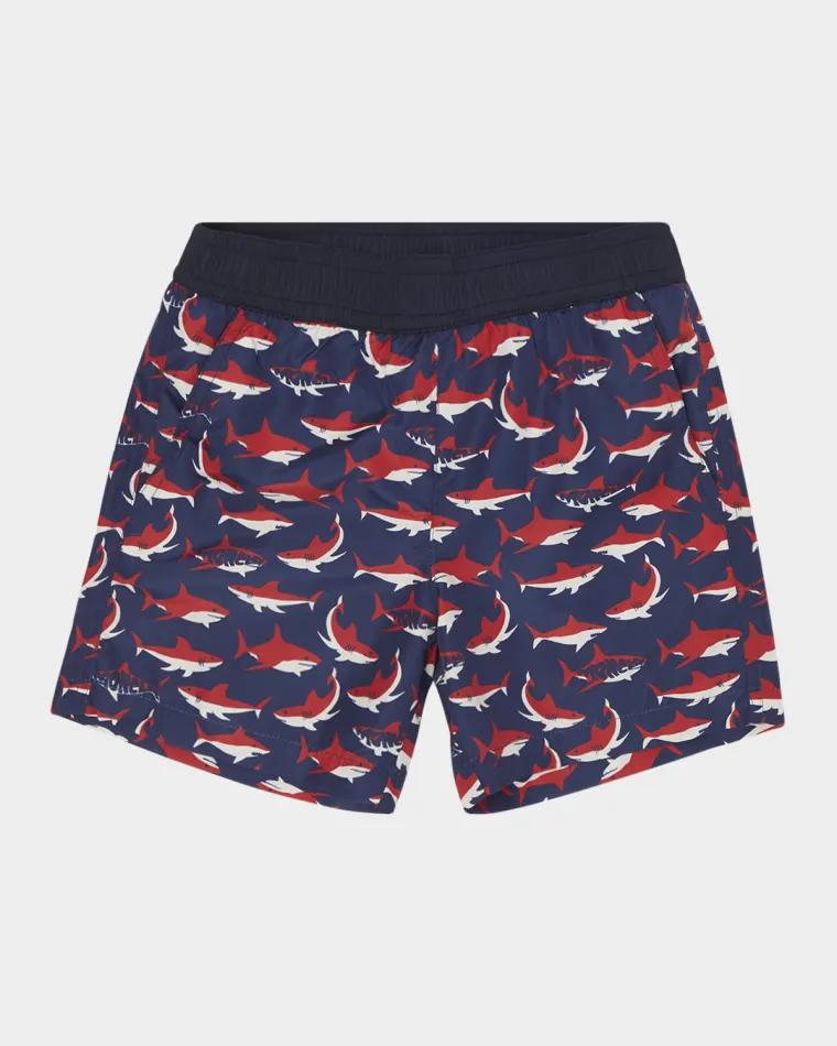 Boy's Shark-Print Swim Trunks by MONCLER