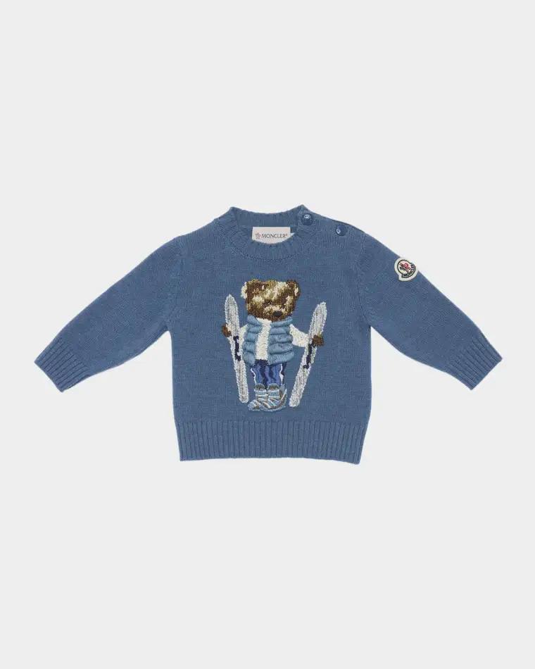 Boy's Ski Teddy Bear Crewneck Knit Sweater, Size 6M-3 by MONCLER