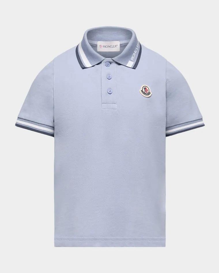 Boy's Stretch Cotton Pique Polo Shirt, Size 12-14 by MONCLER