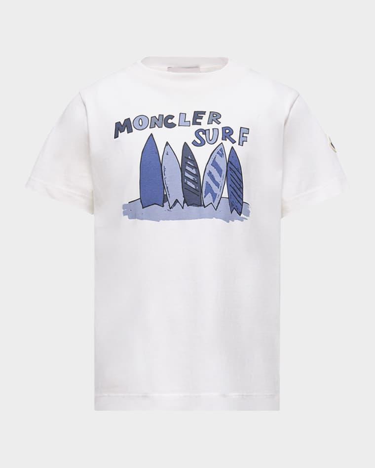 Boy's Surf-Print Cotton Jersey T-Shirt, Size 12-14 by MONCLER
