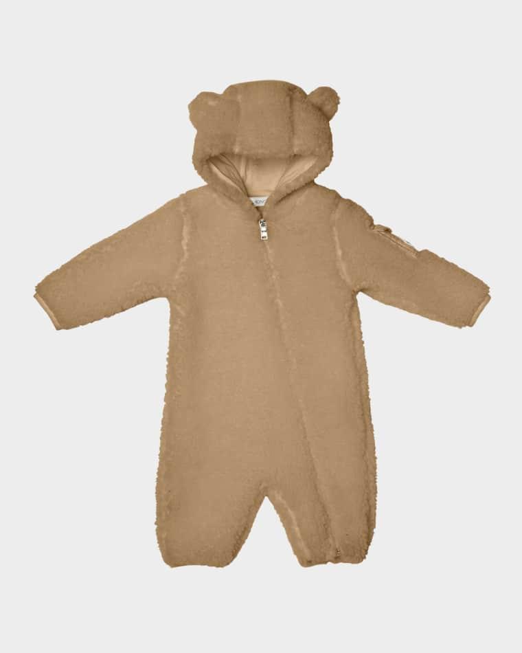 Boy's Teddy Ear Hood Zip-Front Romper, Size 1M-3 by MONCLER