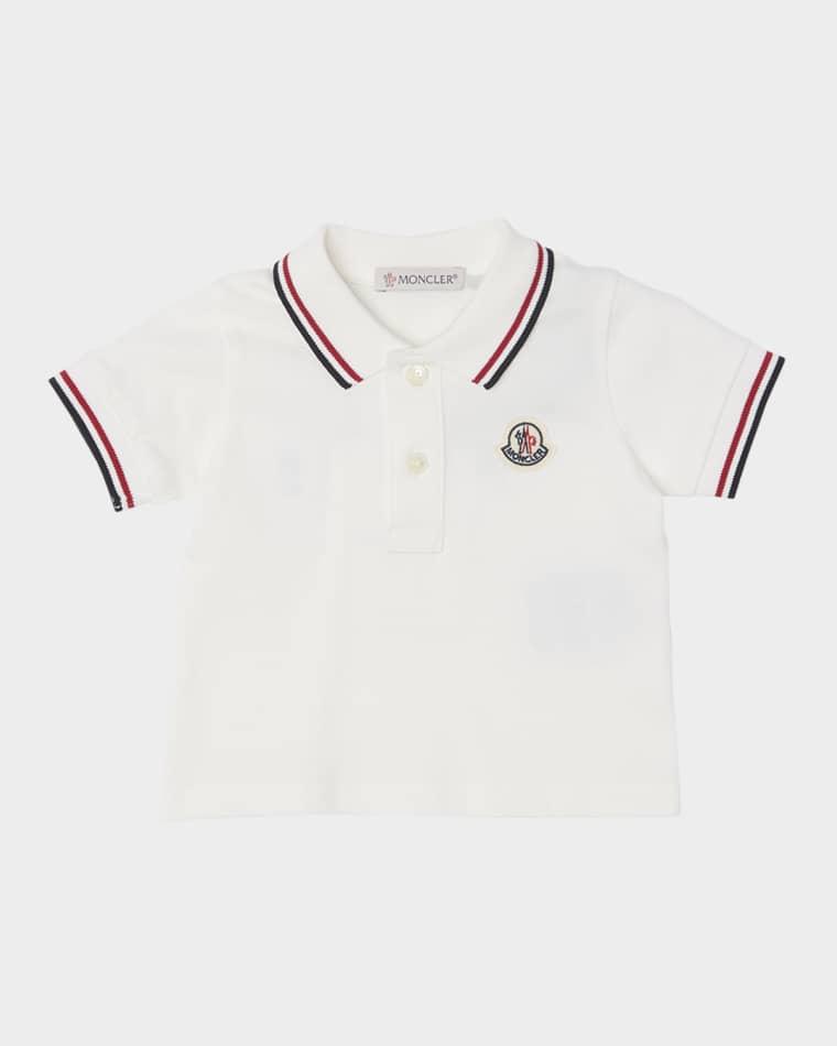 Boy's Tricolor-Trim Short-Sleeve Polo Shirt, Size 6M-3 by MONCLER
