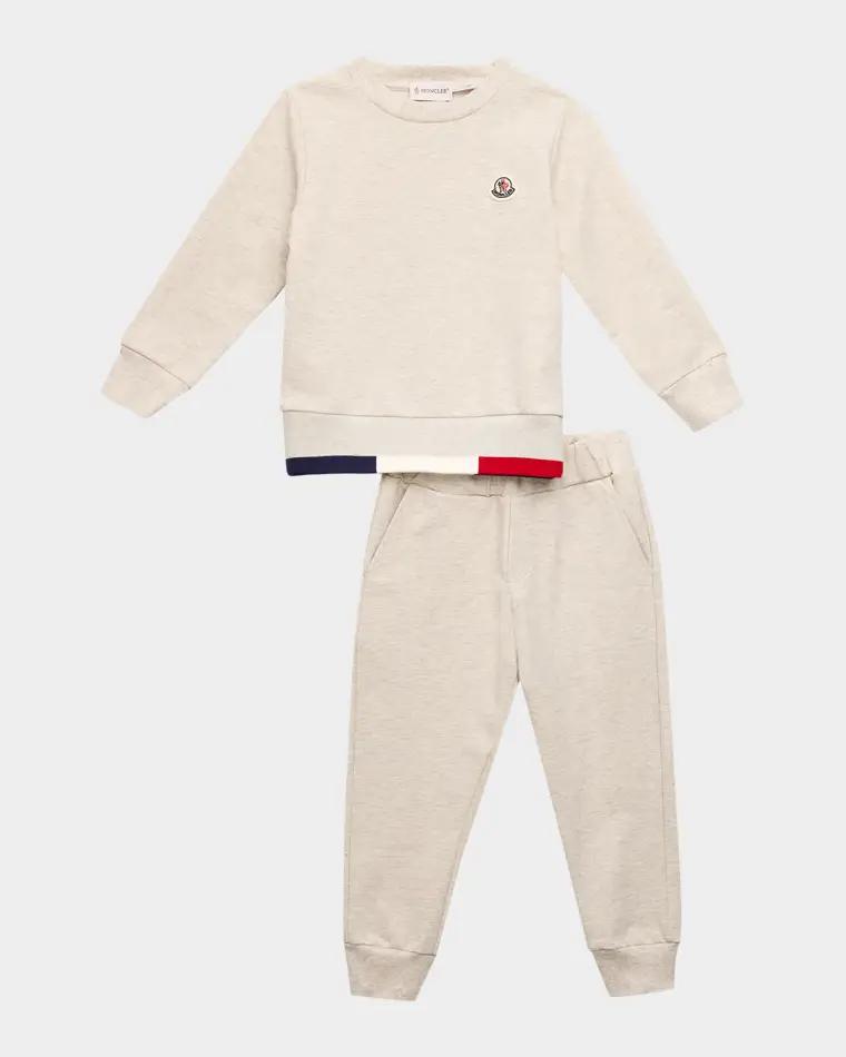 Boy's Tricolor-Trim Tracksuit Set, Size 8-10 by MONCLER