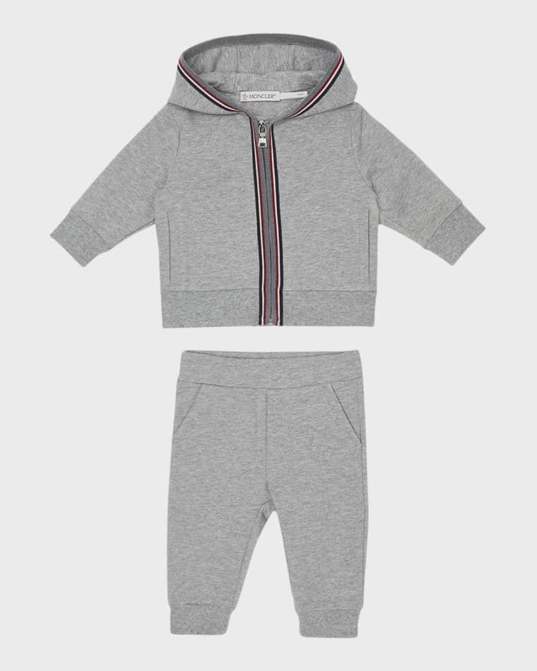 Boy's Two-Piece Tri-Stripe Hoodie & Sweatpants Set, Size 6M-3 by MONCLER
