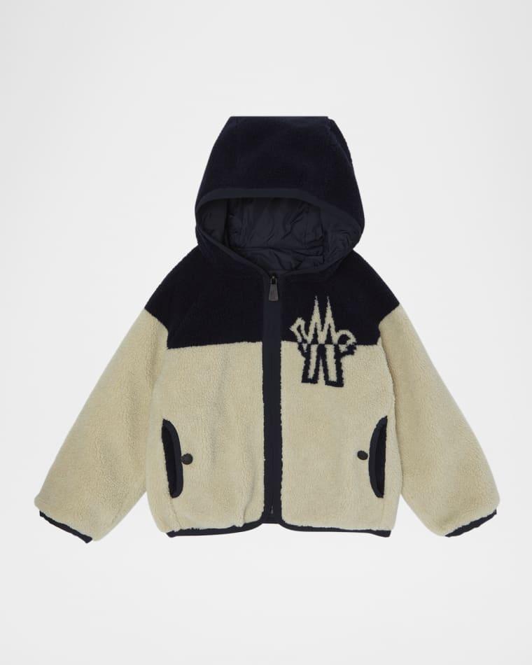 Boy's Zip-Up Logo Cardigan by MONCLER