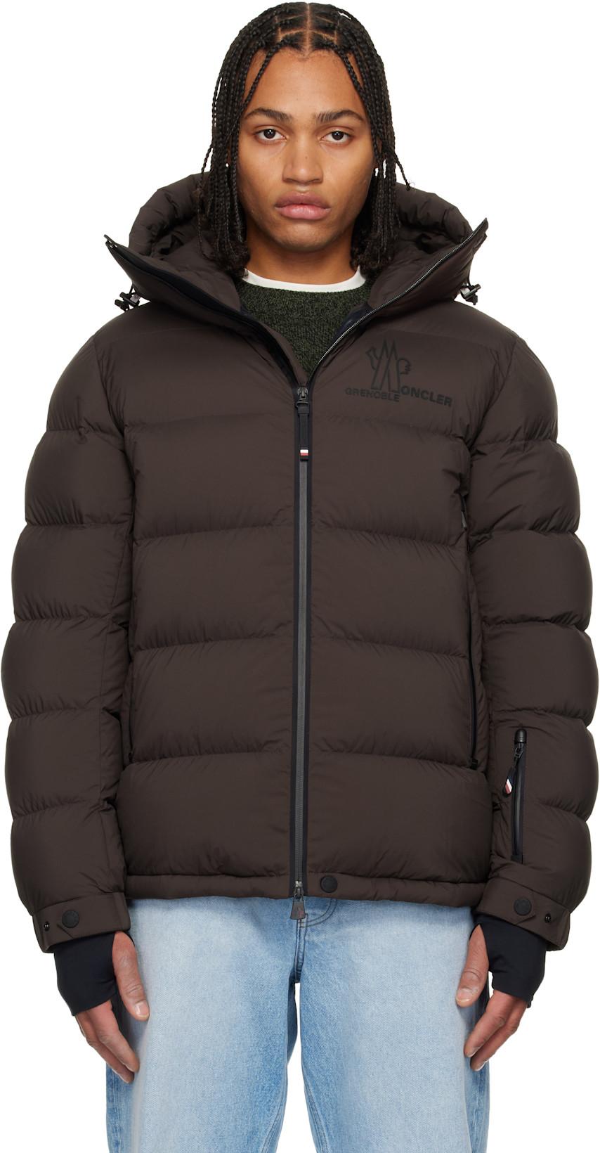 Brown Isorno Hooded Down Ski Jacket by MONCLER
