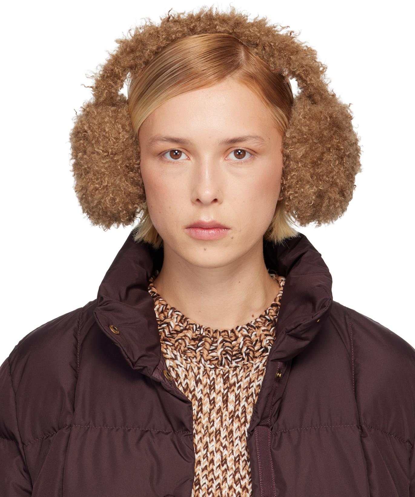 Brown Logo Ear Muffs by MONCLER
