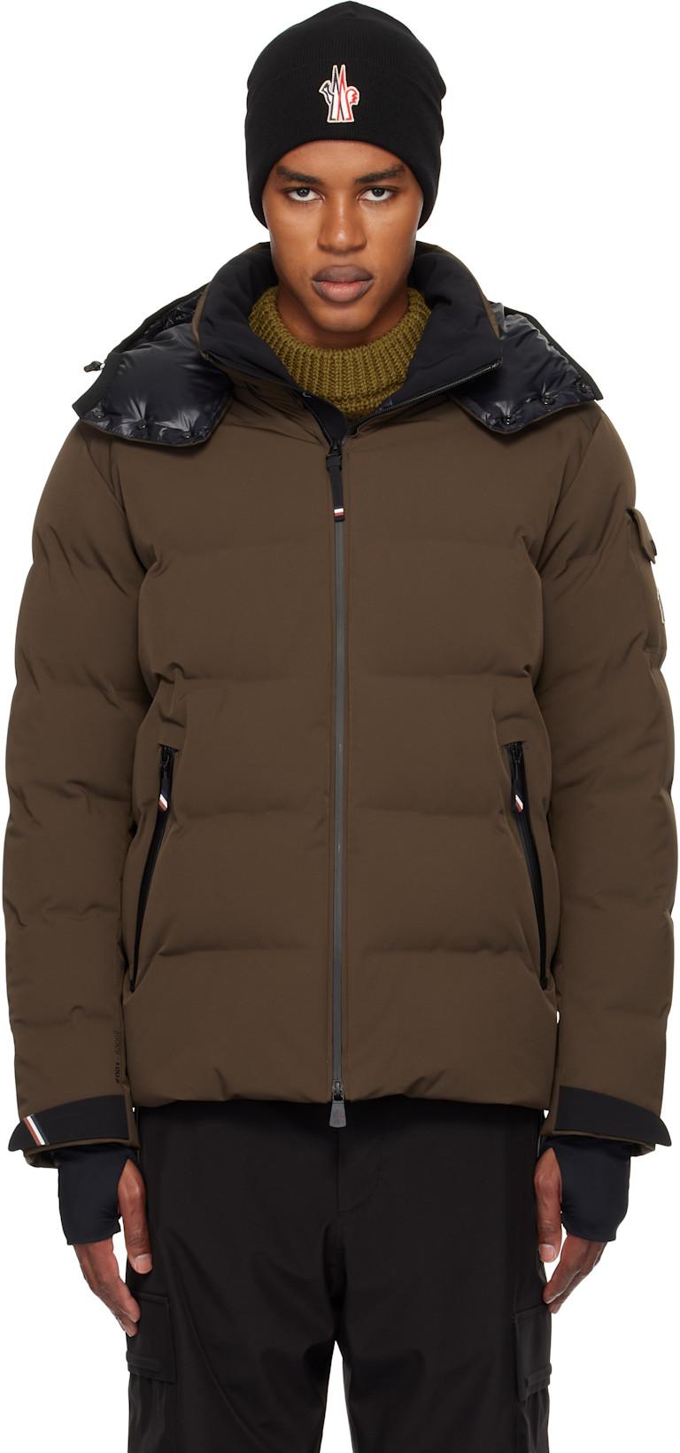 Brown Montgetech Hooded Ski Down Jacket by MONCLER