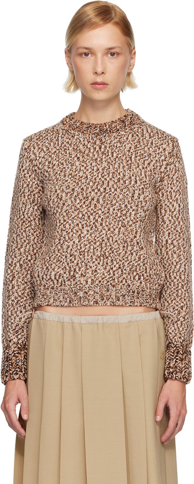 Brown Mouliné Wool Sweater by MONCLER