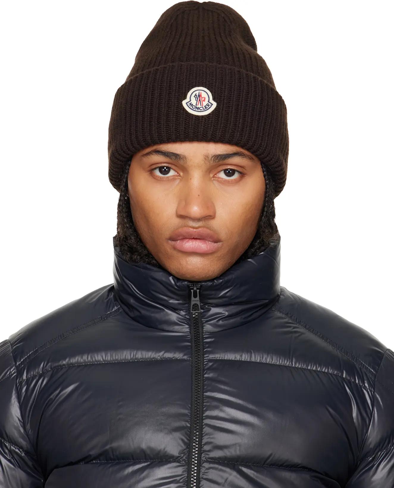 Brown Wool & Cashmere Beanie by MONCLER