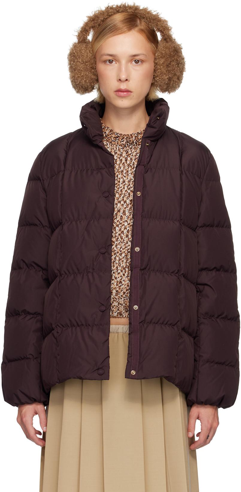 Burgundy Cochevinne Square-Quilted Short Down Jacket by MONCLER