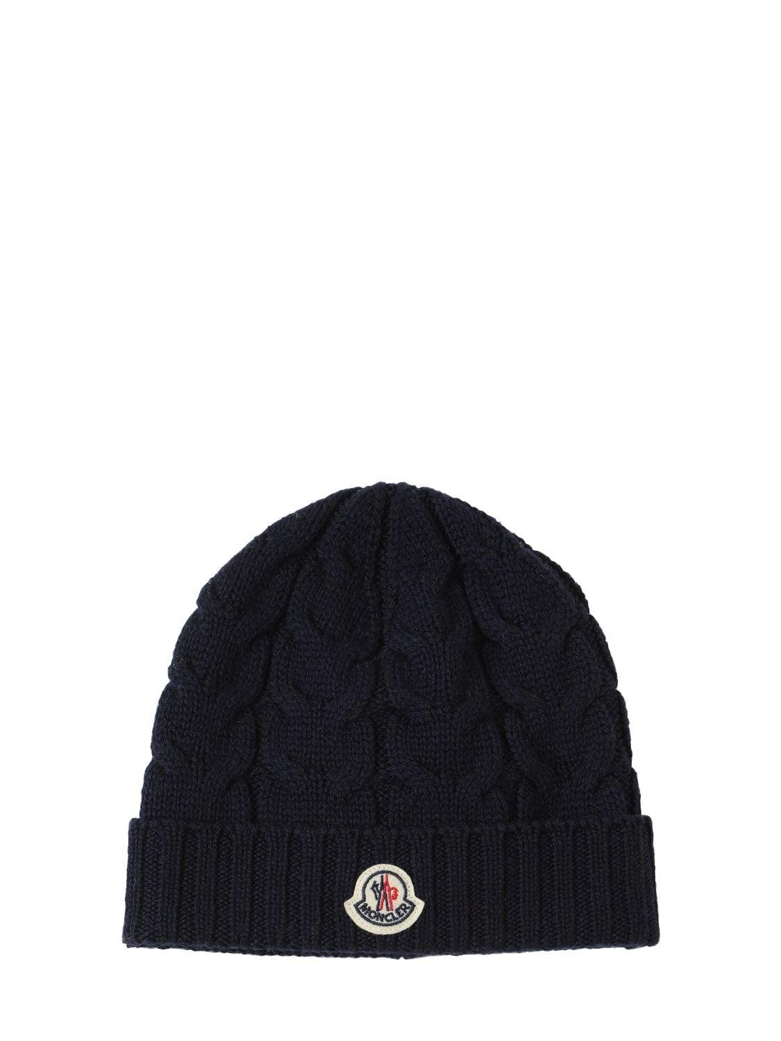 Cable Knit Wool Beanie by MONCLER