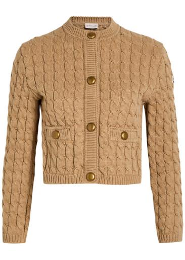 Cable-knit cotton-blend cardigan by MONCLER