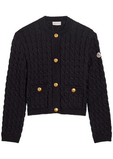Cable-knit cotton-blend cardigan by MONCLER