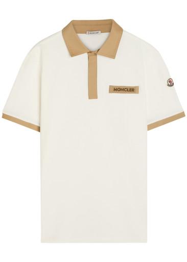 Contrasting-trim piqué cotton polo shirt by MONCLER