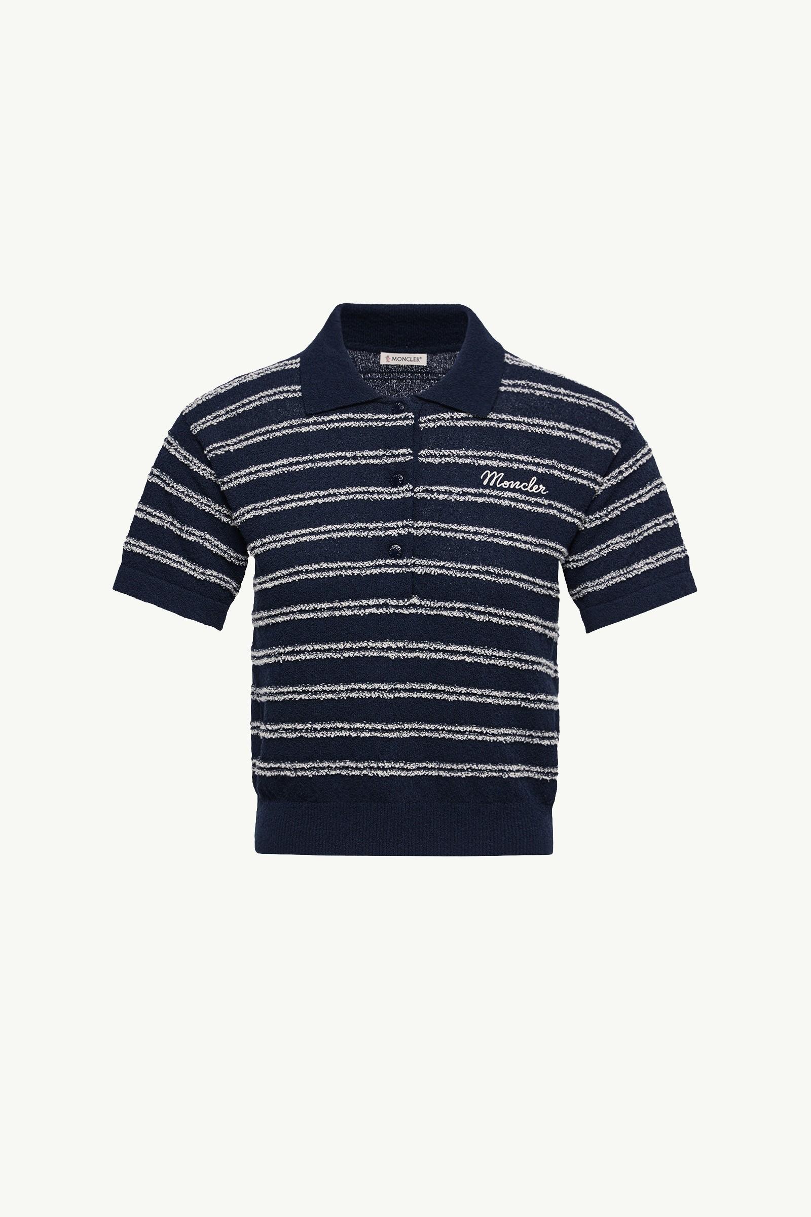 Cotton Blend Bouclé Crêpe Polo Shirt by MONCLER