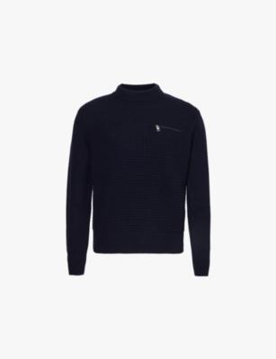 Crewneck brand-patch regular-fit wool and cashmere-blend jumper by MONCLER