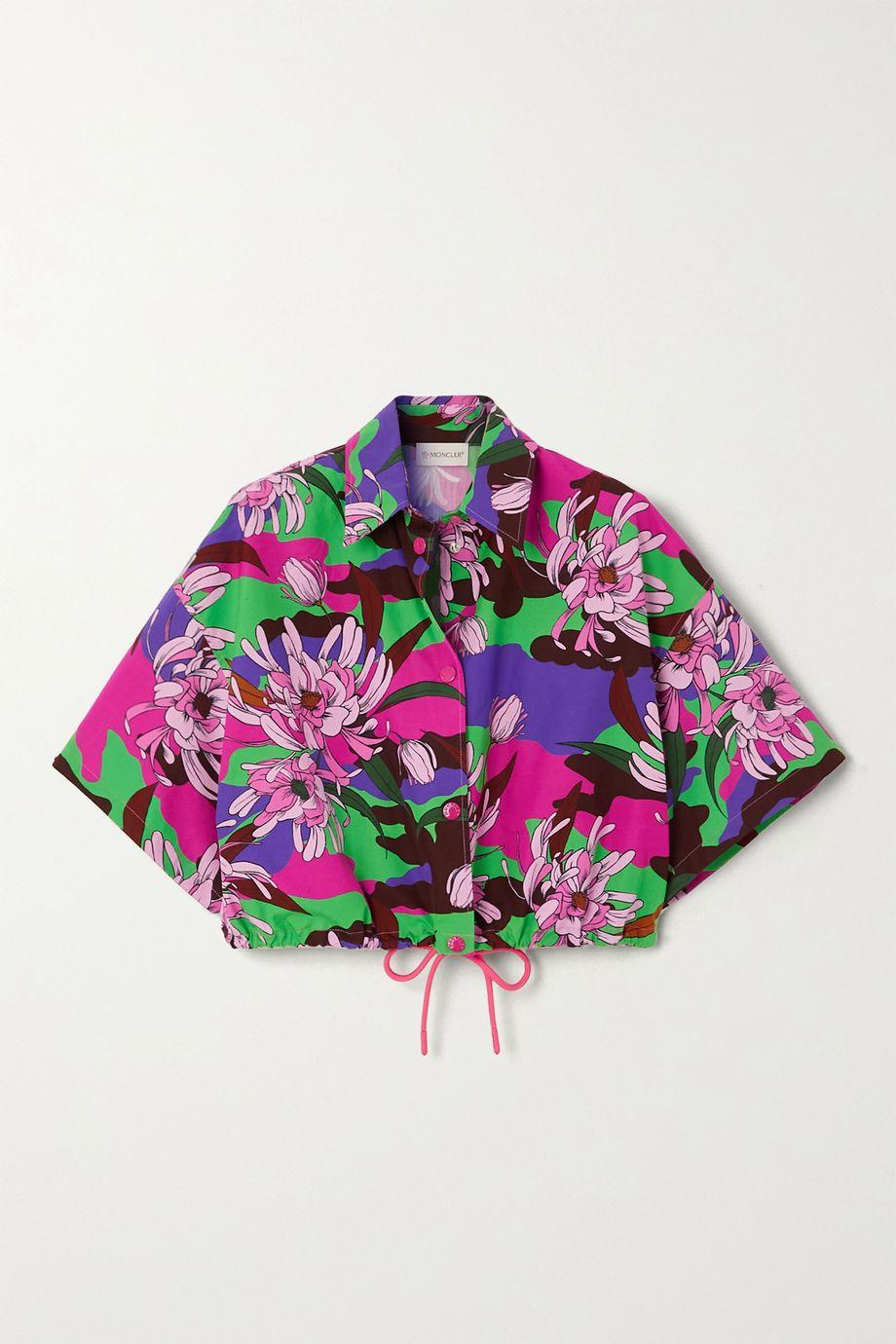 Cropped floral-print cotton-poplin shirt by MONCLER