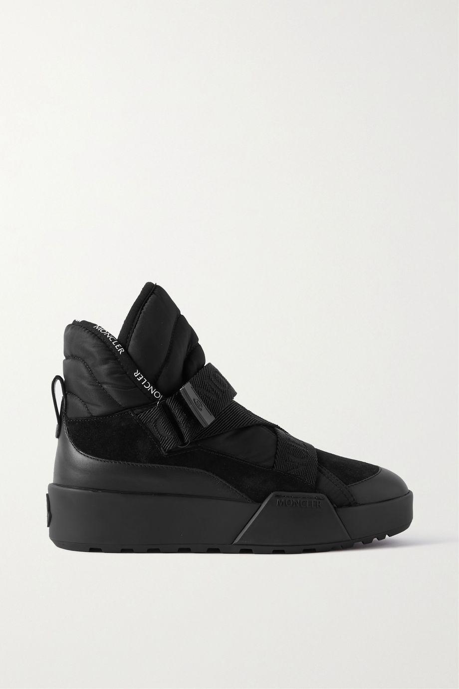 Cross Promyx suede-trimmed quilted shell and leather high-top sneakers by MONCLER
