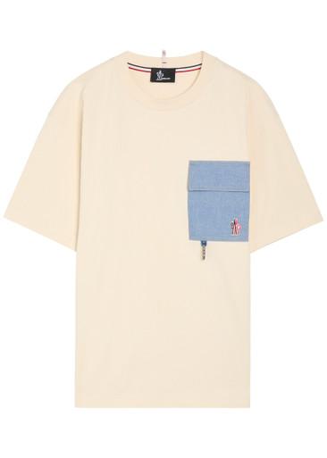 Denim-pocket logo cotton T-shirt by MONCLER
