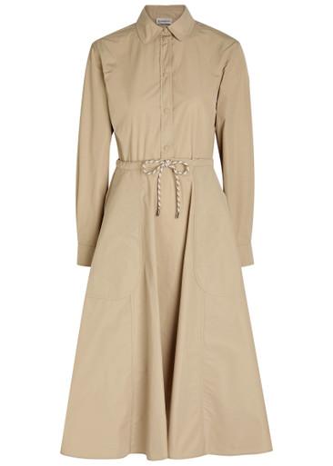 Drawstring poplin midi shirt dress by MONCLER