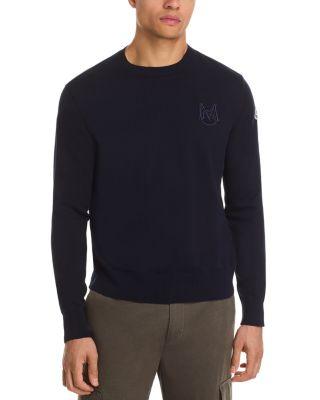 Embroidered Monogram Cotton Crewneck Sweater by MONCLER