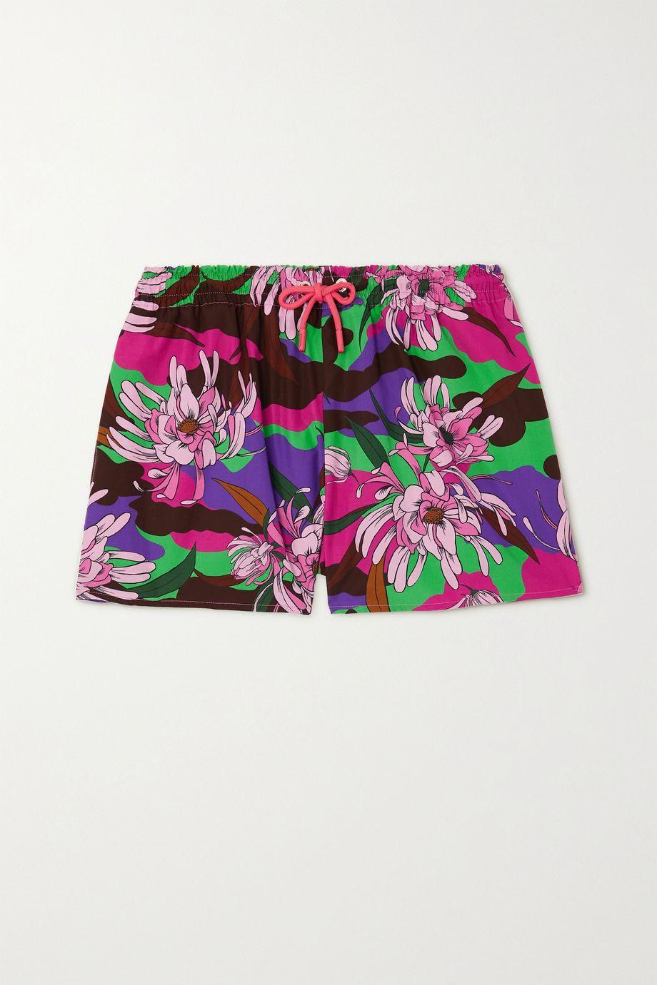 Floral-print cotton-poplin shorts by MONCLER