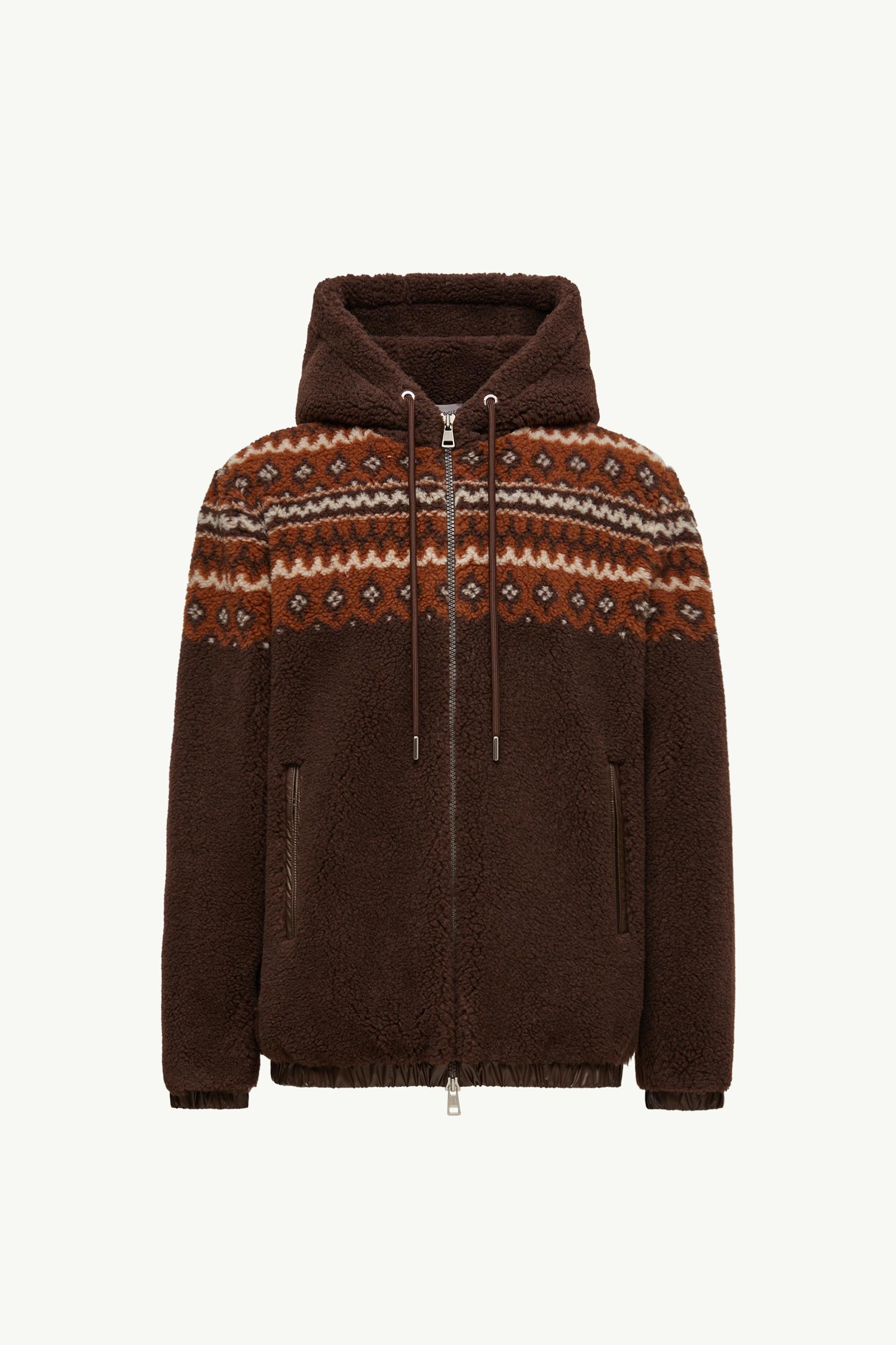 Geometric Jacquard Wool Blend Hoodie by MONCLER