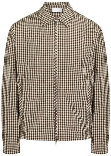 Gingham crinkled cotton-blend jacket by MONCLER