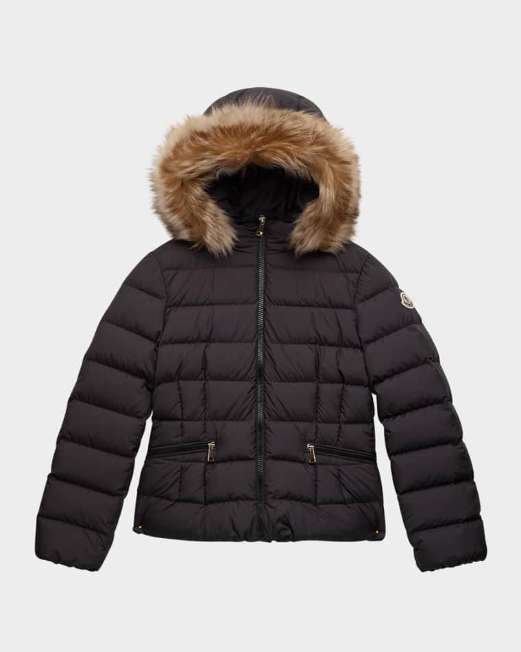 Girl's Boedette Puffer Jacket with Shearling Trim by MONCLER