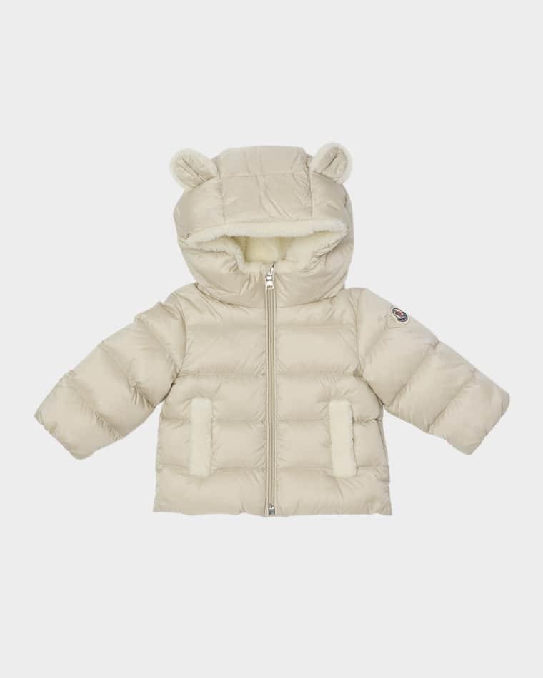 Girl's Borgan Teddy Bear Ear Hooded Down Coat, Size 6M-3 by MONCLER