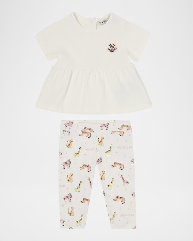 Girl's Cotton T-Shirt & Animal-Print Leggings Set, Size 3M-3 by MONCLER