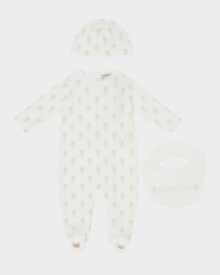 Girl's Footie, Hat, and Bib Gift Set, Size 0M-6M by MONCLER
