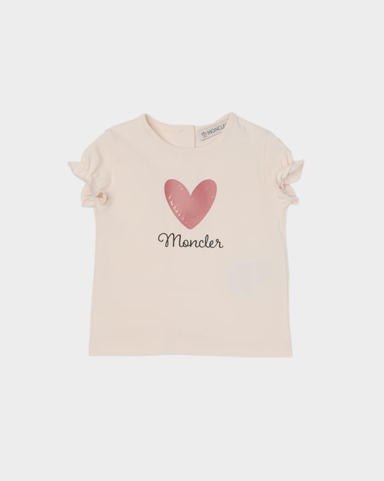 Girl's Heart Logo-Print Short-Sleeve T-Shirt, Size 6M-3 by MONCLER