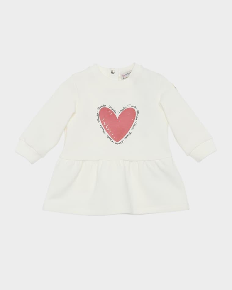 Girl's Heart Logo-Print Sweatshirt Dress, Size 6M-3 by MONCLER