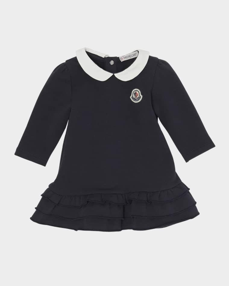 Girl's Long-Sleeve Ruffled Skirt Jersey Dress, Size 6M-3 by MONCLER Girl's Long-Sleeve Ruffled Skirt Jersey Dress, Size 6M-3 by MONCLER