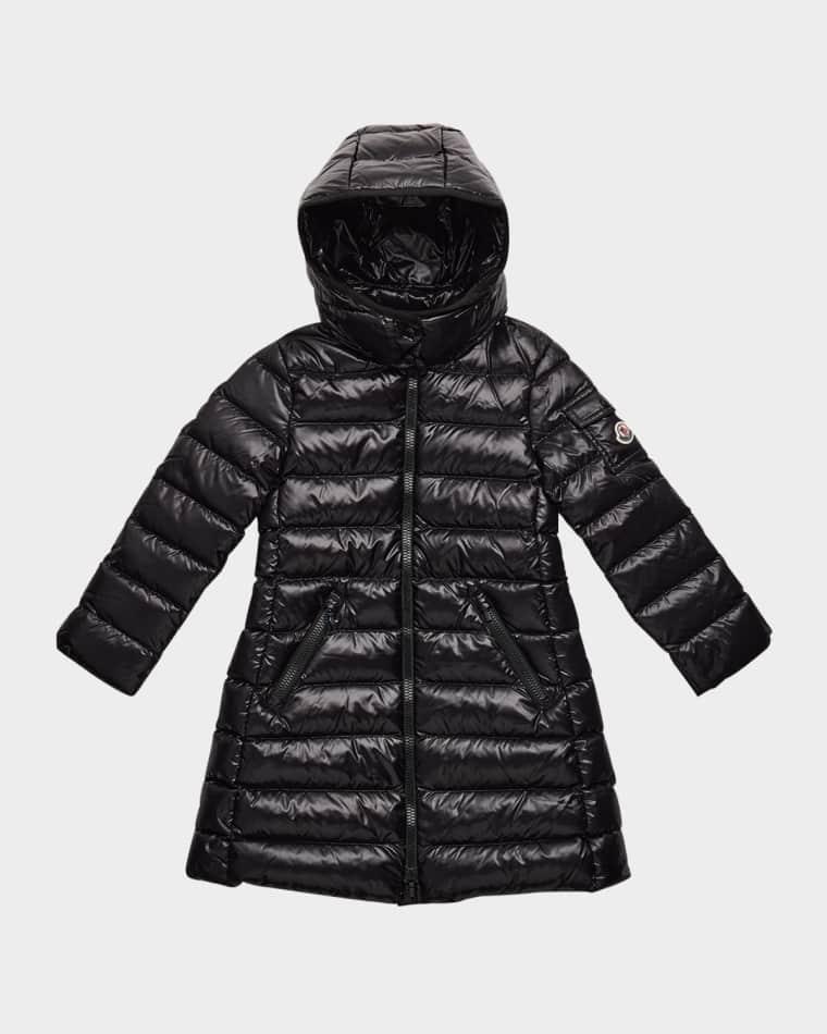 Girl's Moka Shiny Puffer Coat, Size 8-14 by MONCLER